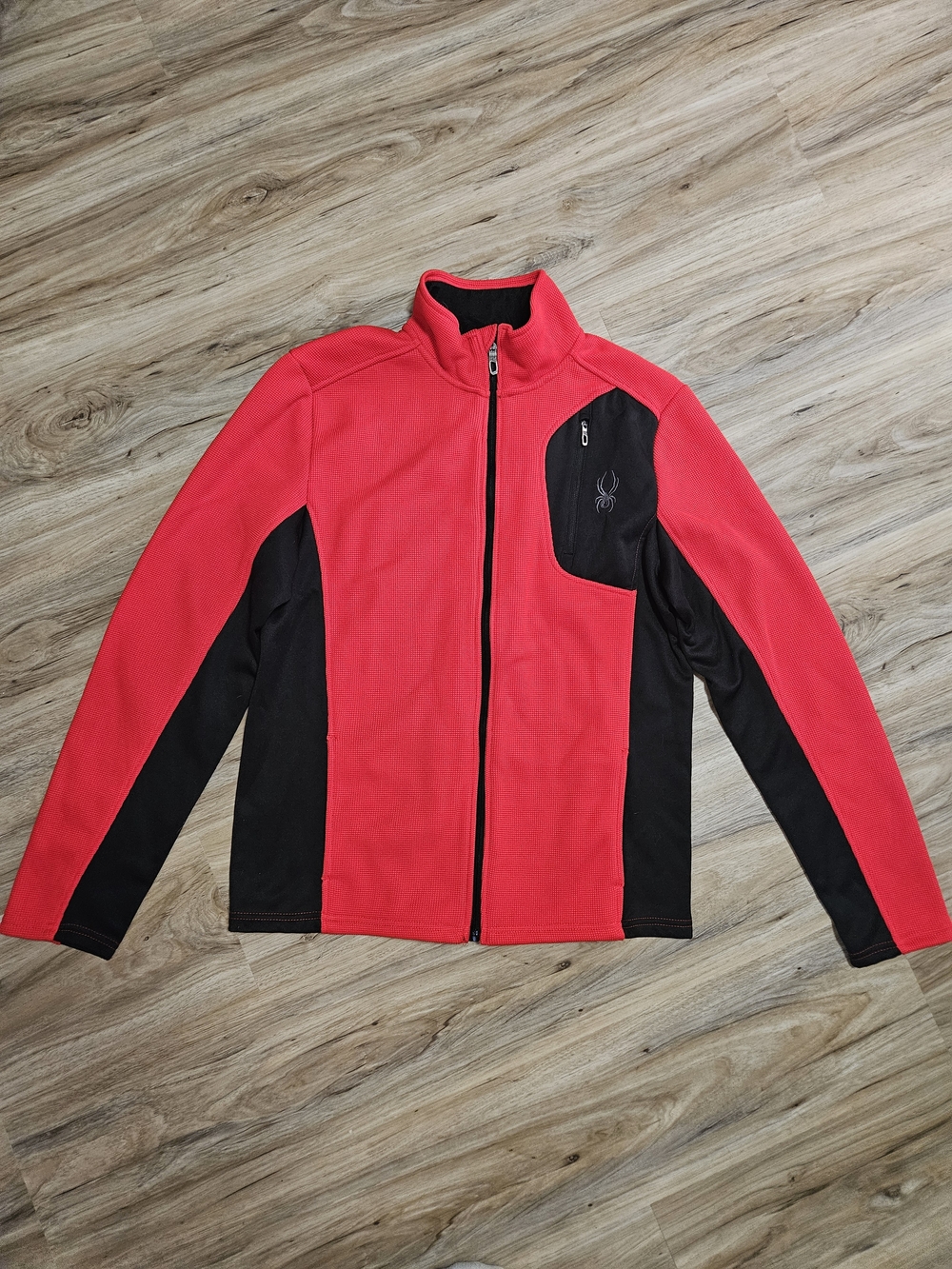 Spyder Men’s Red and Black Zip-Up Fleece Jacket